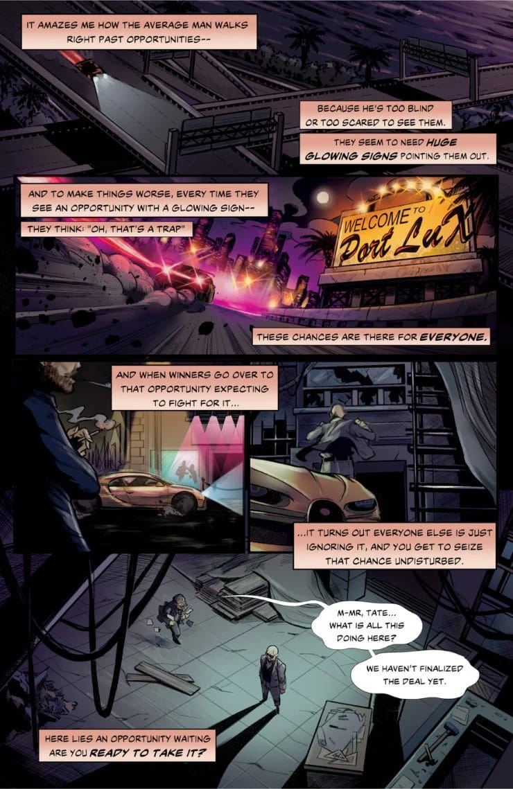 Night on Fire issue 1 opening page — locked preview